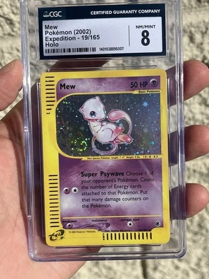 CGC 8 Mew 2002 Expedition 19/165 Holo Pokemon Card Swirl - Image 1 of 3