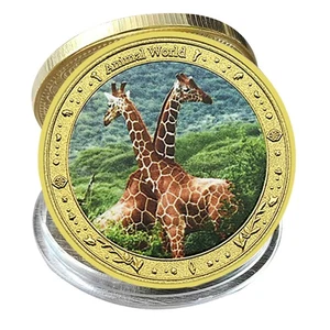 Giraffe Wildlife Coin Gold-Plated African Animal World Souvenir Collectible - Picture 1 of 7