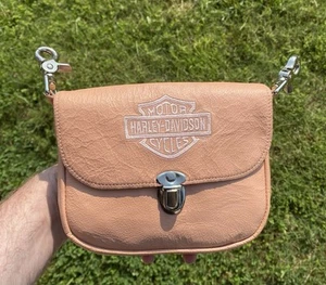 Harley-Davidson Pink Leather Embossed Clip-on Pouch/Bag Rare (A-16). - Picture 1 of 10