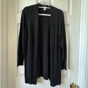 Chico’s Size 1(10) Cardigan With Gold Sparkle Threads LS NWOT Black - Picture 1 of 5