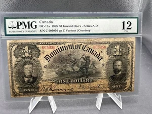 1898 Dominion of Canada $1 Bank Note Inward Ones PMG Graded F12 SN605056 - Picture 1 of 5