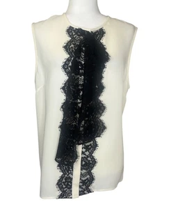 ST. John Silk Lace Blouse NEW Ladies Size 14 Cream Caviar and Black Colors - Picture 1 of 9