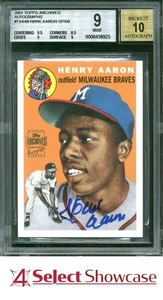 2001 TOPPS ARCHIVES AUTOGRAPHS #TAA40 HANK AARON HOF #/50 BGS 9 AUTO 10 - Picture 1 of 4