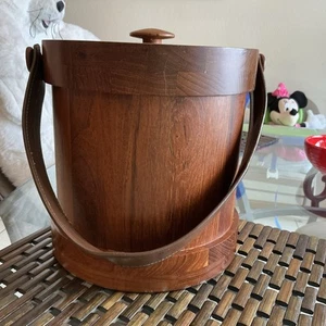 Scandinavian Designer ERNEST SOHN SIAMESE MCM Staved Teak Ice Bucket Danish 9.5’ - Picture 1 of 19