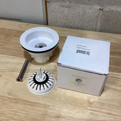 Colador de cesta Whitehaus RNW50-WH 3,5" para fregaderos de arcilla - blanco Foto 1 de 4