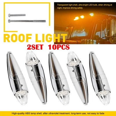 10X Clear/Amber LED Torpedo Cab Marker Roof Light Lamp For Peterbilt Kenworth EU - Image 1 of 4