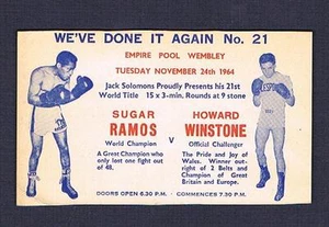 SELTEN 1964 Weltmeisterschaft SUGAR RAMOS HOWARD WINSTONE Boxen Postkarte Werbekarte - Bild 1 von 1