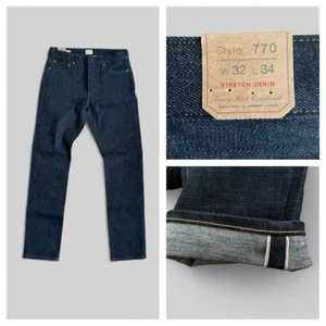 J.CREW 770 Raw Selvedge Jeans Fair Trade Indigo Denim Straight Fit Stretch 32x34 - Picture 1 of 13