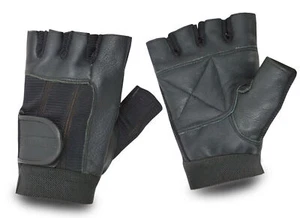 GUANTES DE CUERO MEDIO DEDO GIMNASIO AGARRE ACOLCHADO FITNESS DEDO MENOS DEPORTES CICLISMO - Imagen 1 de 3