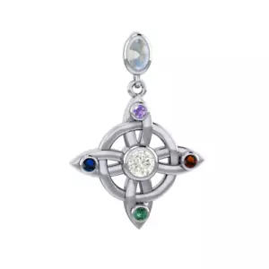 Elemental Witches Knot Pendant 925 Sterling Silver Fine Magic Wiccan Jewelry - Picture 1 of 3
