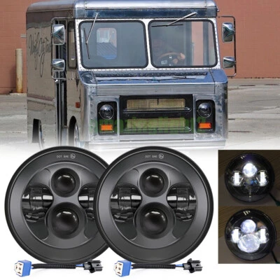 Pair 7" Round Sealed Beam LED Headlights Fit 1960-2005 chevrolet P10 P20 P30 - Image 1 of 4