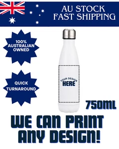 Insulated Bottle 750ml Custom Design for Promo Gift Personalisation Print - Picture 1 of 2