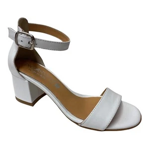 SCARPE SANDALO SANDALI TACCO DEBUTTO DONNA B301 PELLE BIANCO ORIGINALE PE - Picture 1 of 6