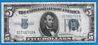 1934 A $5 Silver Certificate Note,Blue Seal,Circ Very Fine,Nice!