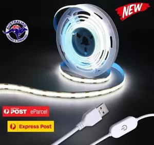 1M USB 5V Flexible COB LED Strip Light + Touch Sensor Control Dimmer COOL WHITE - Picture 1 of 4