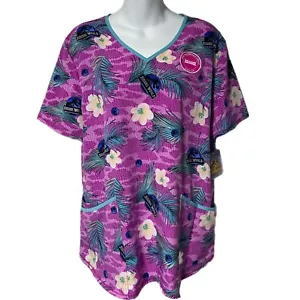 NWT Jurassic Park World Dominion Universal Studios Scrub Top Uniform Shirt Large - Picture 1 of 10