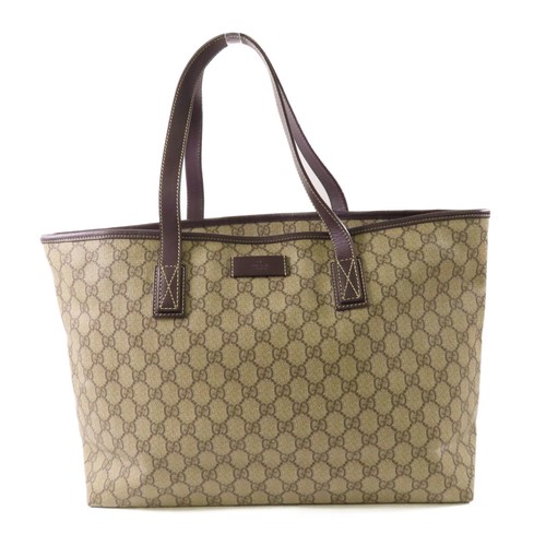 GUCCI GG Borsa Tote Bag 211137 Tela Rivestita in PVC Marrone