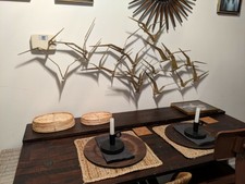 Original Signed C. Jere '69 Birds in Flight Brass Wall Hanging 58" Mid Century 