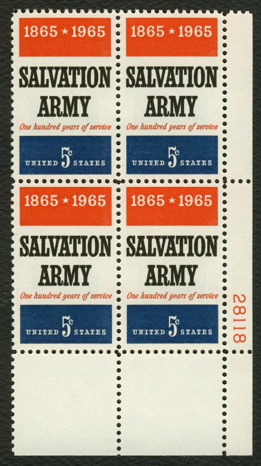#1267 5c Salvation Army, Plate Block [28118 LR] Mint **ANY 5=FREE SHIPPING** - Image 1 of 1