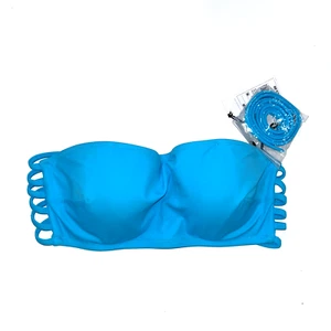 Women's Shade & Shore Size 34B Spaghetti Strap Underwire Bikini Top Sky Blue - Picture 1 of 11