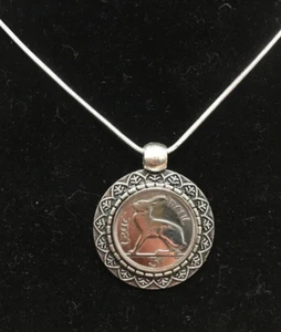 Irish 3d Reul Coin Pendant Necklace - Hare Design Irish Threepence Gift - Luxury - Picture 1 of 5