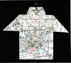Camisa Mapa Origami Indiana, Indianápolis, Speedway, Noblesville, Franklin, Cicerón - Imagen 1 de 2