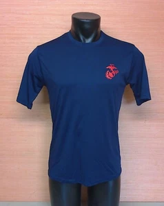 Marines Logo Eagle Globe Anchor Emblem Blue Micro Fiber T-Shirt Adult Size Small - Picture 1 of 5