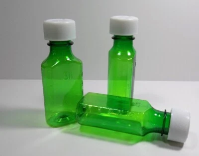 MAGNETIC WATER TECHNOLOGY 50 LOT Prescription Medicine GREEN Plastic Bottles/Caps 4 OZ Size-BRAND NEW