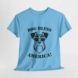 "T-shirt unisex cotone pesante amante del cane ""Bless America""" - Foto 1 di 118