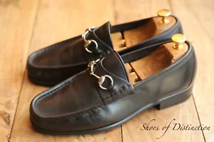 Gucci Black Leather Silver Bit Loafers Shoes Men's UK 8 E US 9 EU 42 - Picture 1 of 11