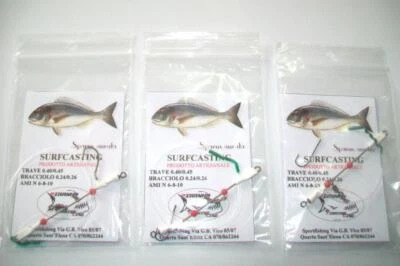 SURFCASTING 3 TERMINALI 1AMO CON TRAVETTO WHITE 8CM PER SARAGHI ORATE SARAGHI - Immagine 1 di 2