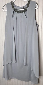 SL New York Womens DRESS 18W Gray FLowy Beaded Designer Lined NEW $99 - Picture 1 of 15