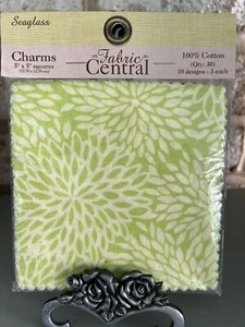 Fabric Central Seaglass Charms 5”x5” Squares 30 Pcs 10 Designs Botanial - Picture 1 of 2