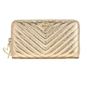 Victoria's Secret V-Quilt Metallic Crackle Zip Wallet - Picture 1 of 4