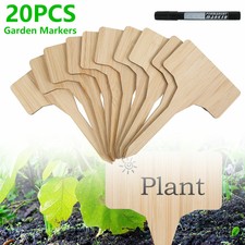 20 Pz Etichette Piante Legno Tipo T Ecologiche Set Pennarelli Giardino Bambù