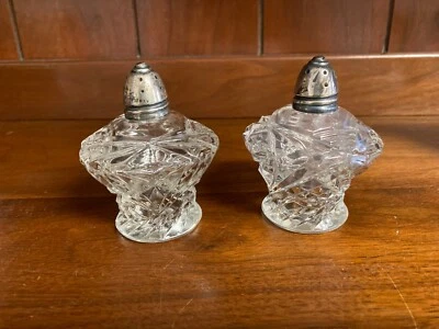 Vintage Cut Crystal Salt & Pepper Shakers w/Sterling Silver Lids - Image 1 of 4