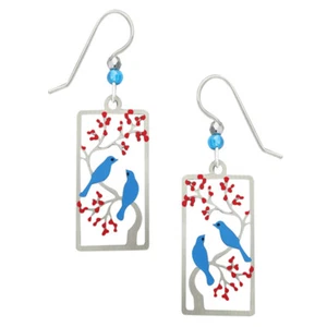 Pendientes perforados Sienna Sky Bluebirds en un cerezo ~ hechos a mano en Colorado~ - Imagen 1 de 2
