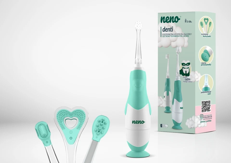Neno Denti Mint elektronische Zahnbürste für Kinder LED IPX7 3 monatem+