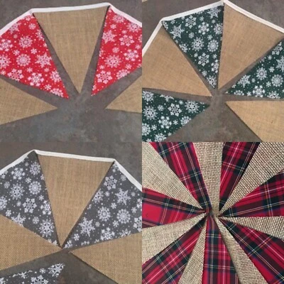 TELA NAVIDAD BUNTING.TARTÁN, HOGMANAY.COPOS DE NIEVE Foto 1 de 3