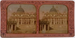Italie.Italia.Rome.Vatican.St Pierre.Tissue.Diorama.Photo Albuminée Stereo B.K. - Picture 1 of 4
