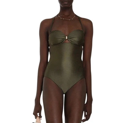 Traje de baño Zimmermann Laurel de una pieza talla 4 AU 16/US 10 NUEVO CON ETIQUETAS Oliva cuello halter Foto 1 de 4