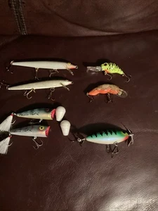 7 Vtg Fishing Lures Minnows Classic Pop Diddee,crankbait - Picture 1 of 1