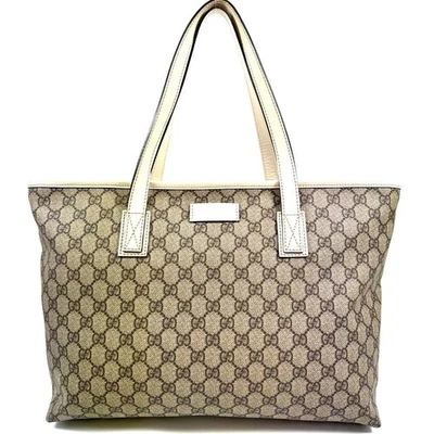 Bolso de Mano GUCCI GG Supreme PVC Beige Plata 211137 Auténtico bs30938 de Japón Foto 1 de 4