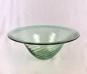 Vintage Art Glass Green Swirl Bowl Pontil sighed Lutz 91 Hand Blown Excellent - Picture 1 of 10