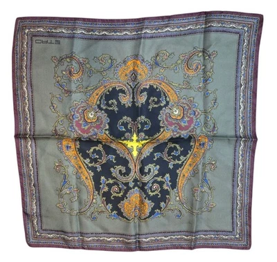Etro Unisex Adultos Seda Paisley Estampado Cuadrado Forma Bufanda Púrpura Verde 17x17 Foto 1 de 4
