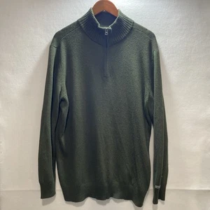 Columbia Men's Green Cotton Wool Blend 1/4 Zipper Front Pullover Sweater Lg - Picture 1 of 9