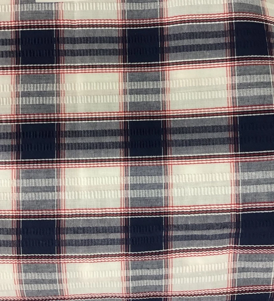 2 ярда синий клетчатый Seersucker ширина 44 дюйма 100% хлопок - Изображение 1 из 1