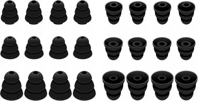 Puntas de auriculares 12 pares de piezas de repuesto triple brida puntas de oreja cónicas tamaño 3, negras  Foto 1 de 4