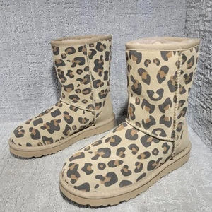 UGG Classic Short II Women's Size US 6 Leopard Print Suede Wool Lined Boots. - Picture 1 of 10