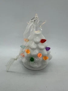 Nostalgischer weißer Christbaumschmuck beleuchtet Keramik Retro Vintage Stil 4 Zoll - Bild 1 von 5